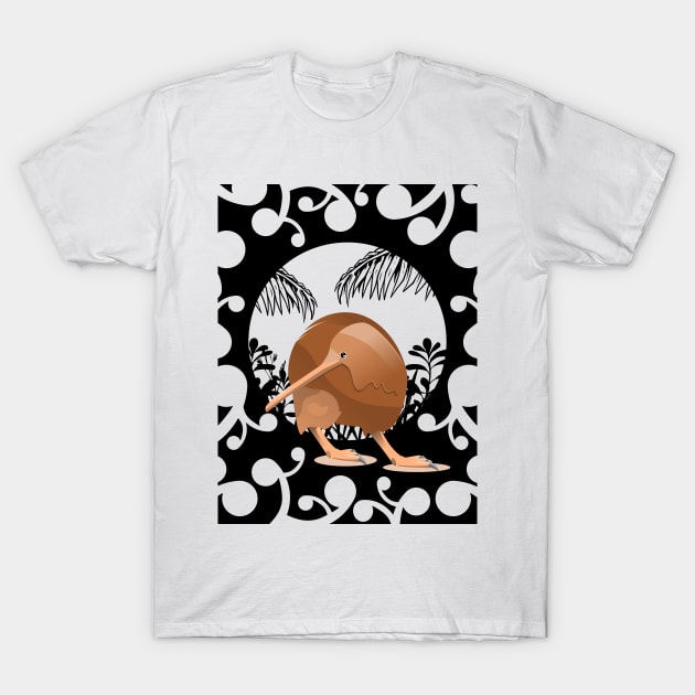 Kiwi Bird Koru Pattern T-Shirt by mailboxdisco